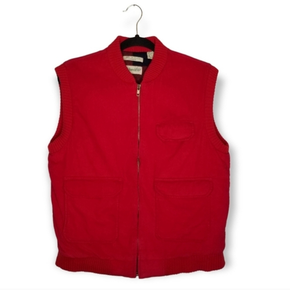 Vintage 90s red corduroy hunting vest medium weight large - Picture 1 of 4
